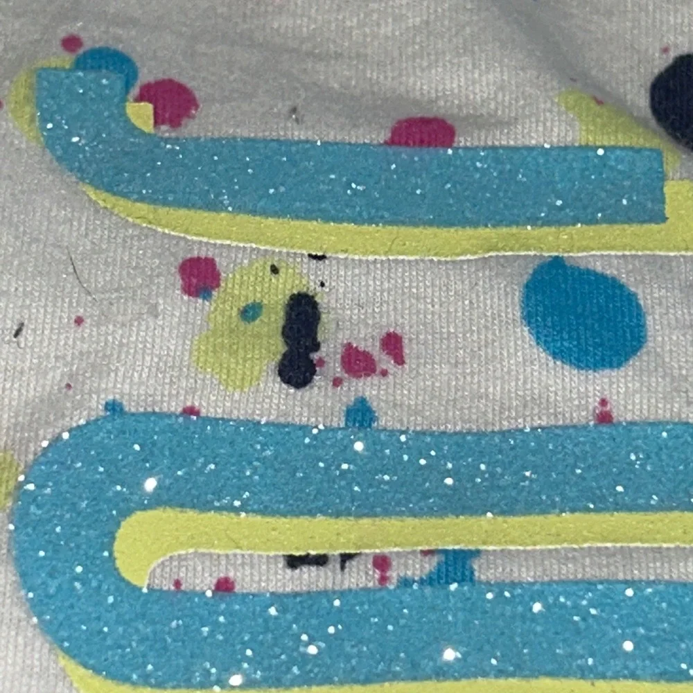 Justice Kids' Girls Splatter T-Shirt SM Gray White Sparkle Colorful Casual